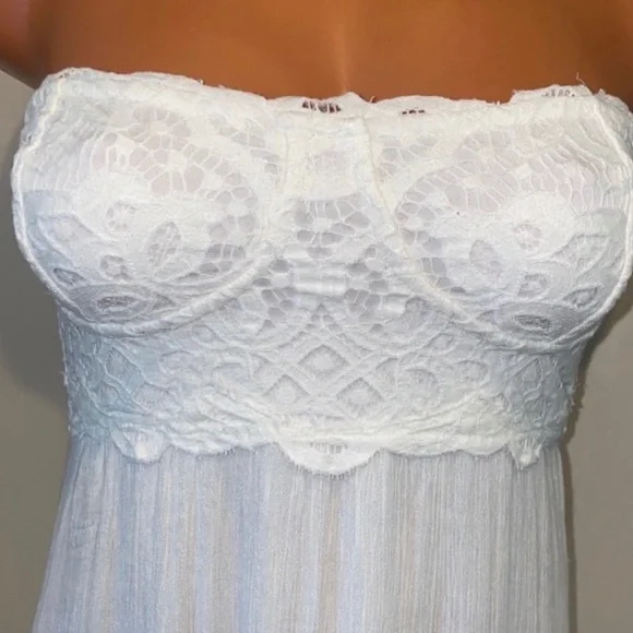 Strapless corset dress Free People white boho dress maxi dress open back - Picture 5 of 16